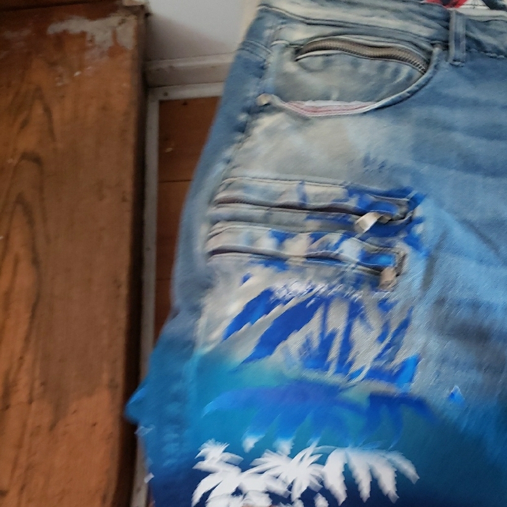 Blue Gradient Men's Jeans - Picture 4 of 6